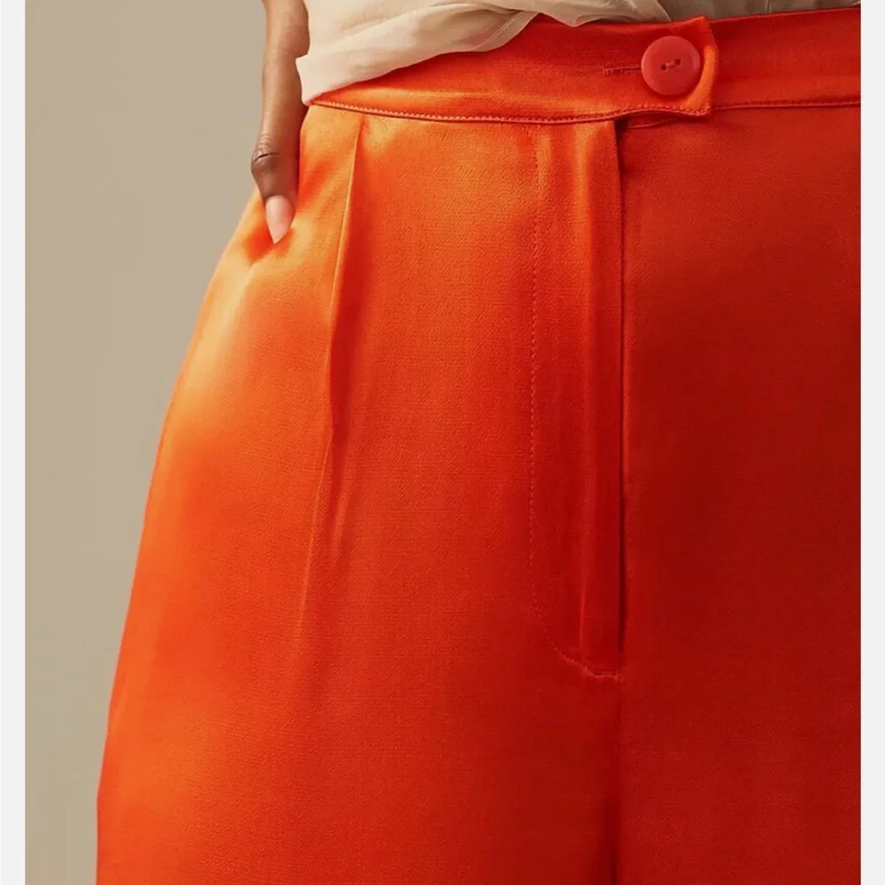 NWT Anthropologie Corey Lynn Calter Pleated Wide-Leg Satin Pants size ME…